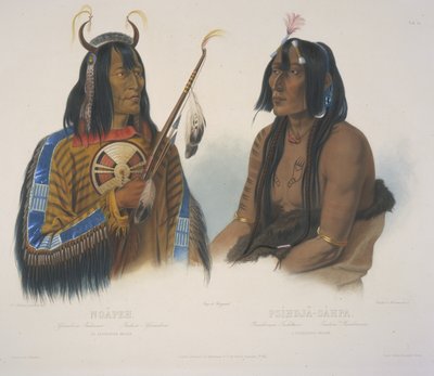 An Assiniboin Indian and a Yanktonan Indian by Karl Bodmer